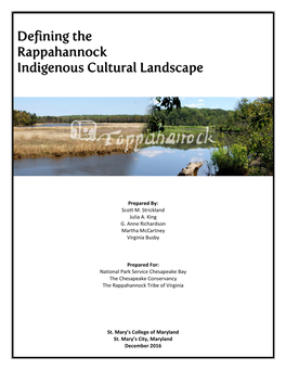 Defining the Rappahannock Indigenous Cultural Landscape