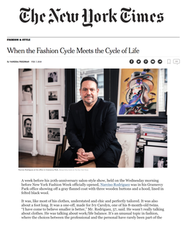 NYT When the Fashion Cycle Meets the Cycle of Life Condensed