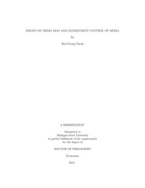 Essays on Media Bias and Government Control of Media