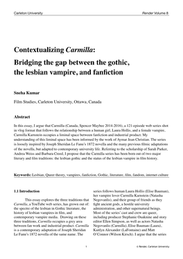 Bridging the Gap Between the Gothic, the Lesbian Vampire, and Fanfiction
