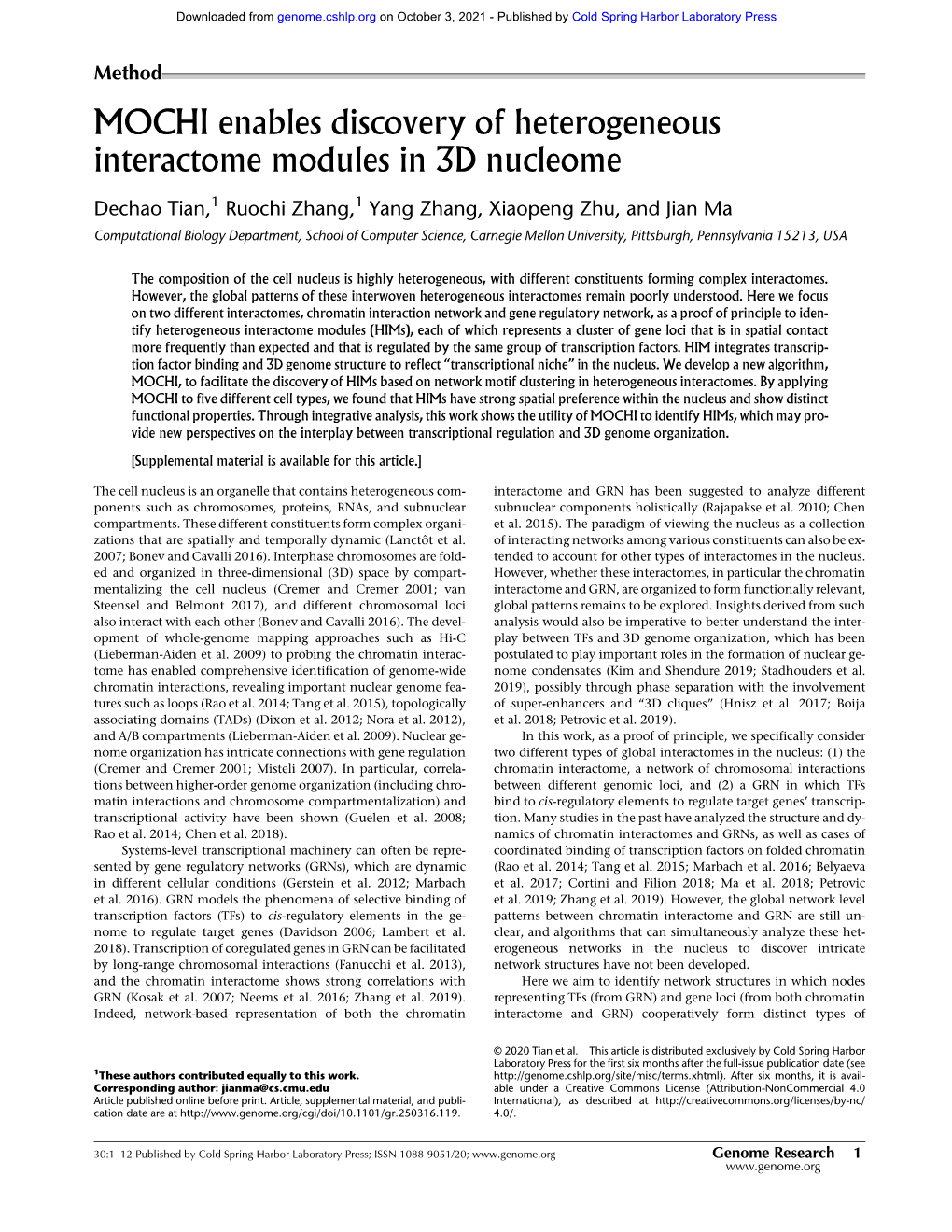 MOCHI Enables Discovery of Heterogeneous Interactome Modules in 3D Nucleome