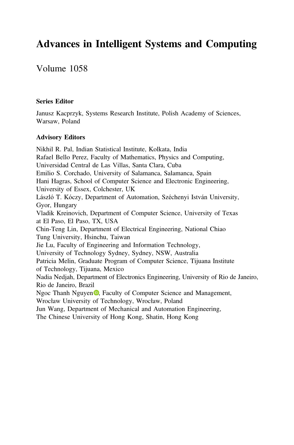 Proceedings of the International Conference on Advanced Intelligent Systems and Informatics 2019