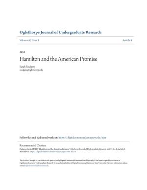 Hamilton and the American Promise Sarah Rodgers Srodgers@Oglethorpe.Edu