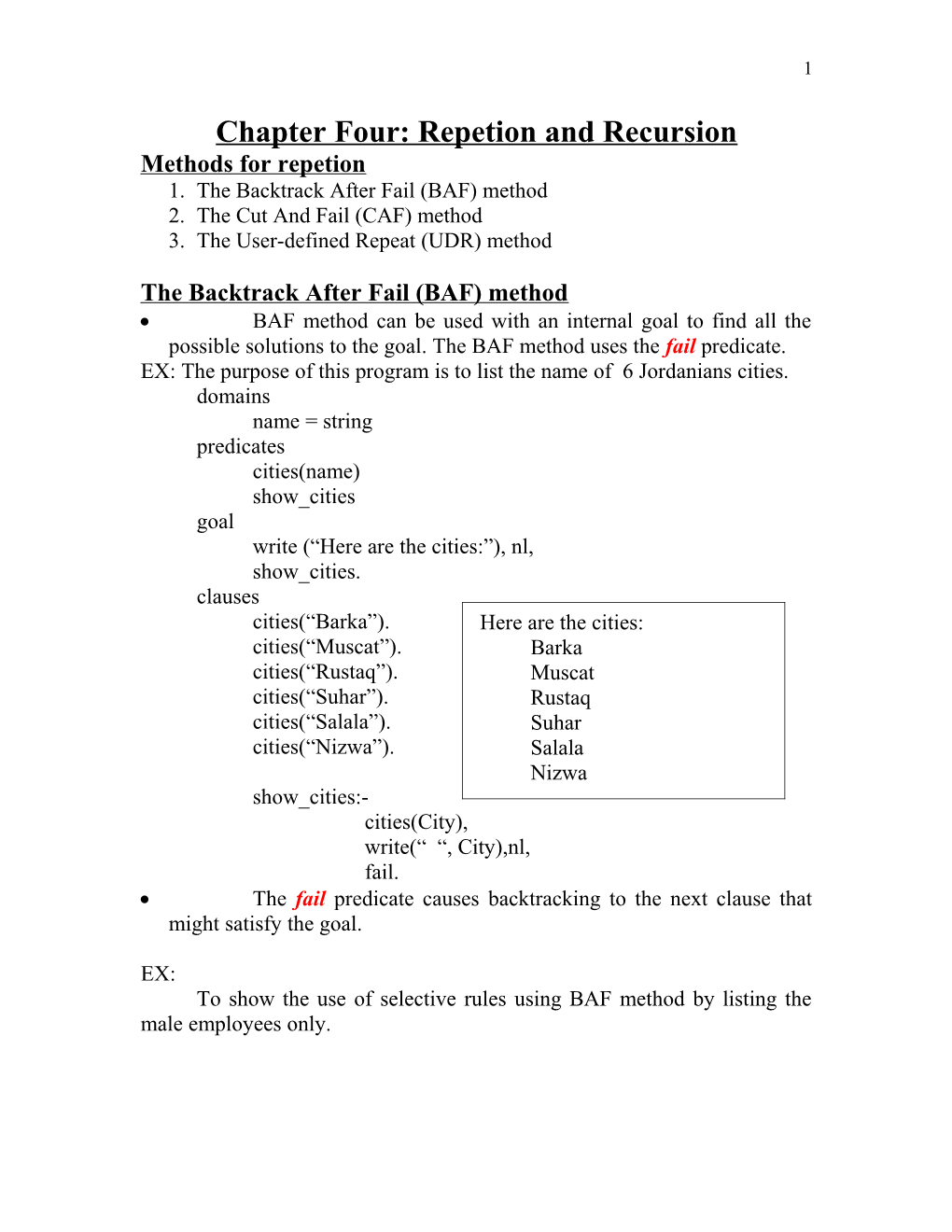 Chapter Four: Repetion and Recursion