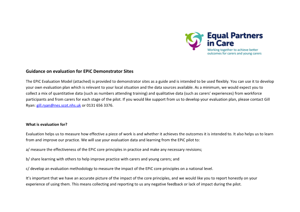 Guidance on Evaluation for Epic Demonstrator Sites