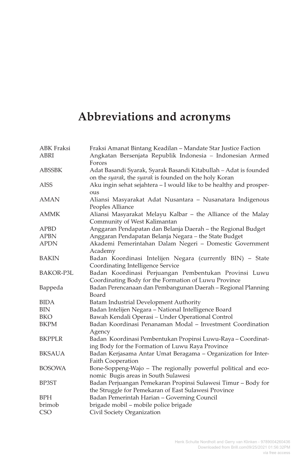 Abbreviations and Acronyms