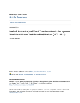 Medical, Anatomical, and Visual Transformations in the Japanese Woodblock Prints of the Edo and Meiji Periods (1603 - 1912)