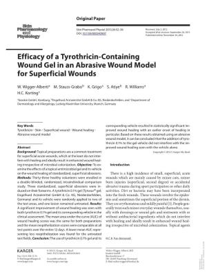 Efficacy of a Tyrothricin-Containing Wound Gel in an Abrasive Wound Model for Superficial Wounds