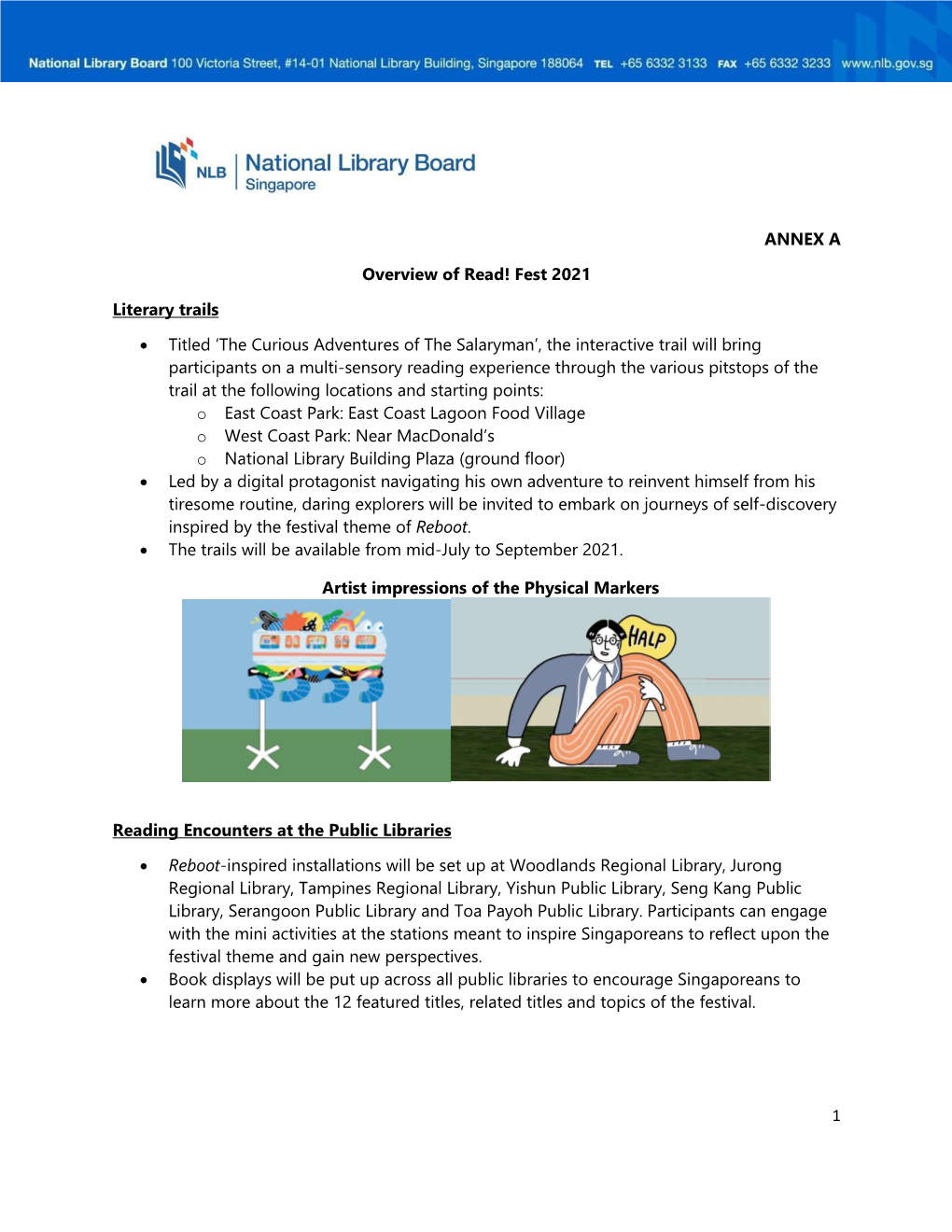 1 ANNEX a Overview of Read! Fest 2021 Literary Trails • Titled 'The Curious Adventures of the Salaryman', the Interactive