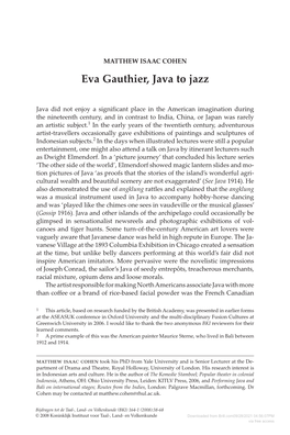 Eva Gauthier, Java to Jazz