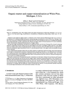 Organic Matter and Copper Mineralization at White Pine, Michigan, U.S.A