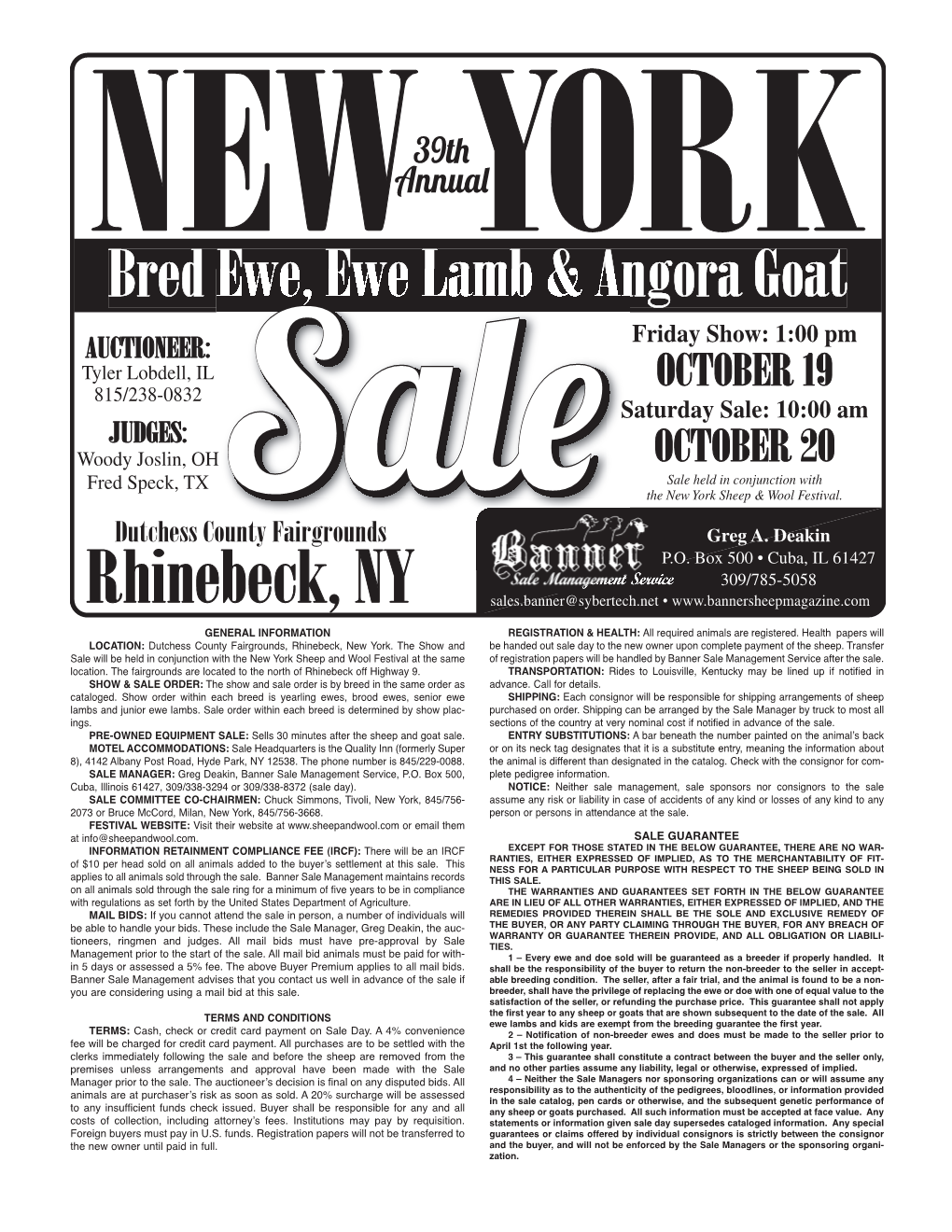2018 New York Bred Ewe Sale Catalog