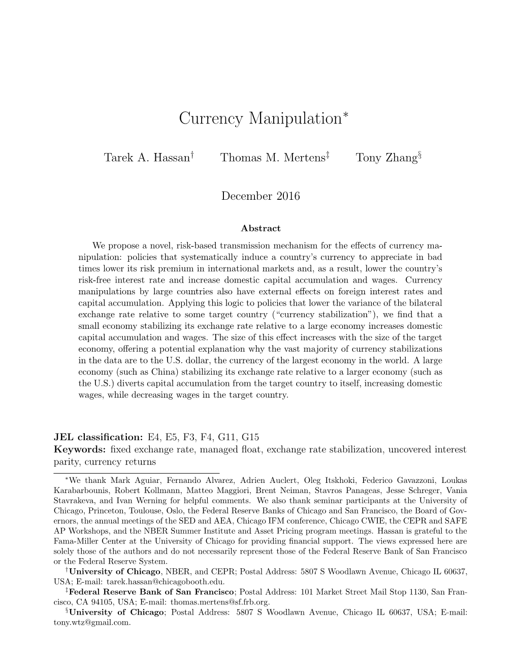 Currency Manipulation∗