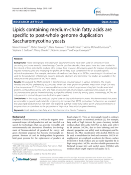 Lipids Containing Medium-Chain Fatty Acids Are Specific To