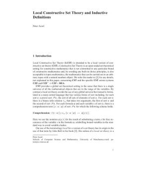 Local Constructive Set Theory and Inductive Definitions