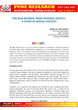 The Man Booker Prize Winning Novels : a Study in Indian Context