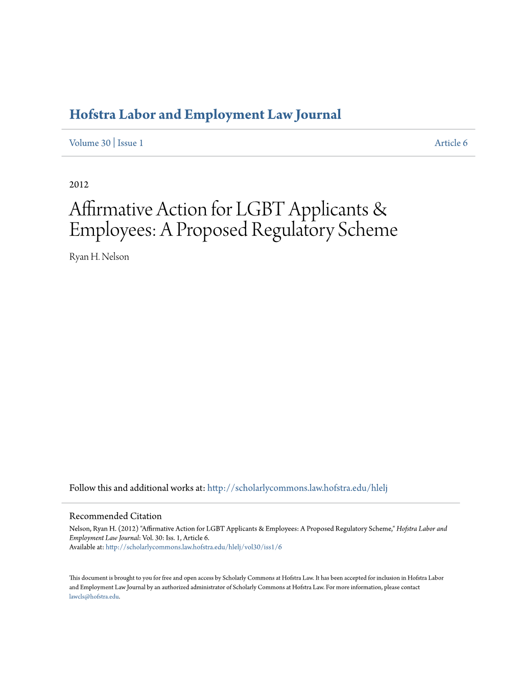 Affirmative Action for LGBT Applicants & Employees