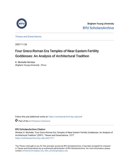 Four Greco-Roman Era Temples of Near Eastern Fertility Goddesses: an Analysis of Architectural Tradition