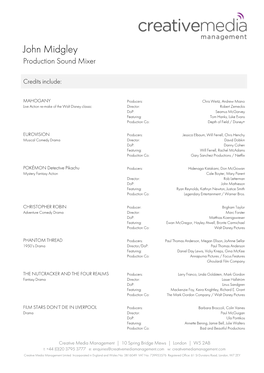 John Midgley Production Sound Mixer