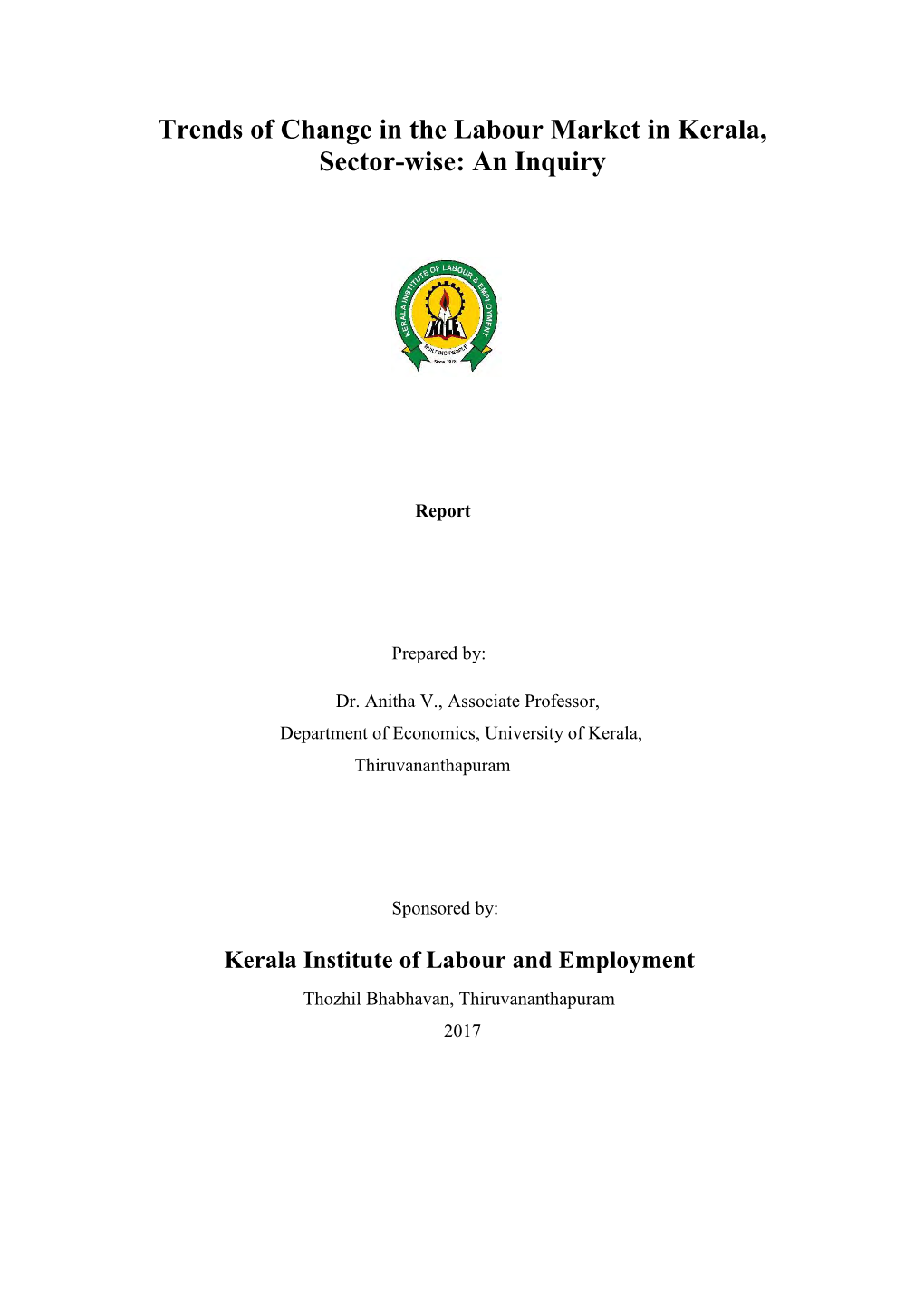 Trends of Change in the Labour Market in Kerala, Sector-Wise: an Inquiry