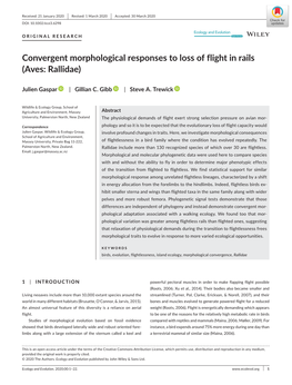 Convergent Morphological Responses to Loss of Flight in Rails (Aves: Rallidae)
