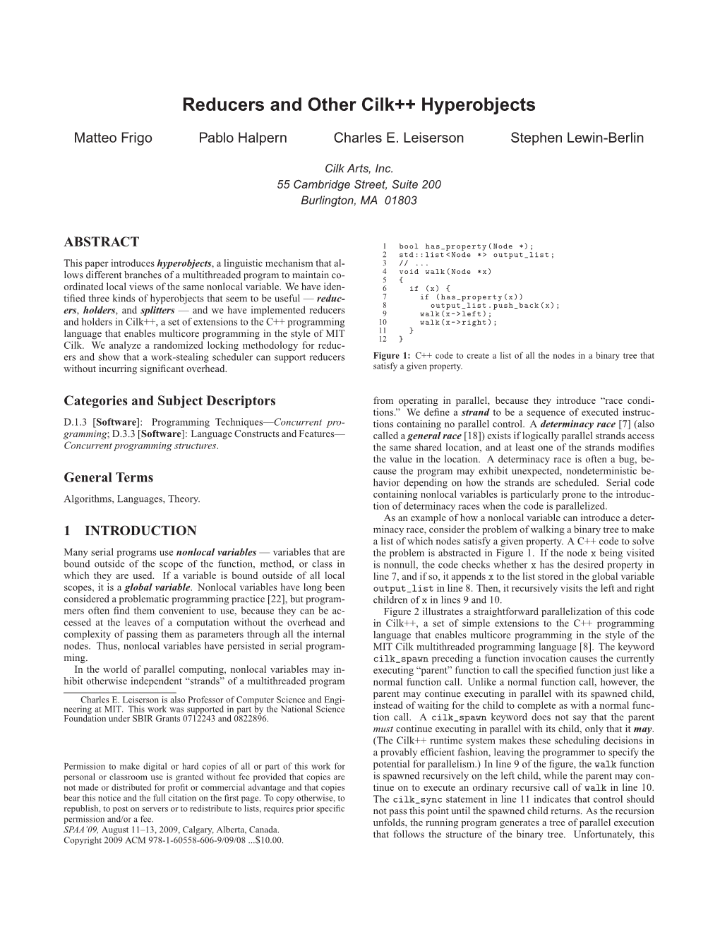 Reducers and Other Cilk++ Hyperobjects