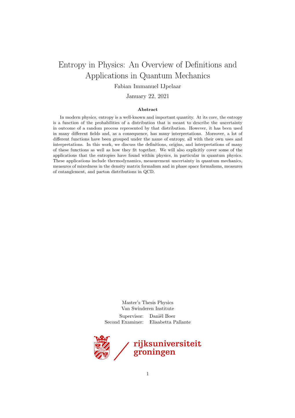 An Overview of Definitions and Applications in Quantum Mechanics