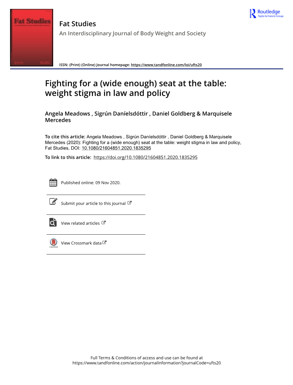 Fighting for a (Wide Enough) Seat at the Table: Weight Stigma in Law and Policy