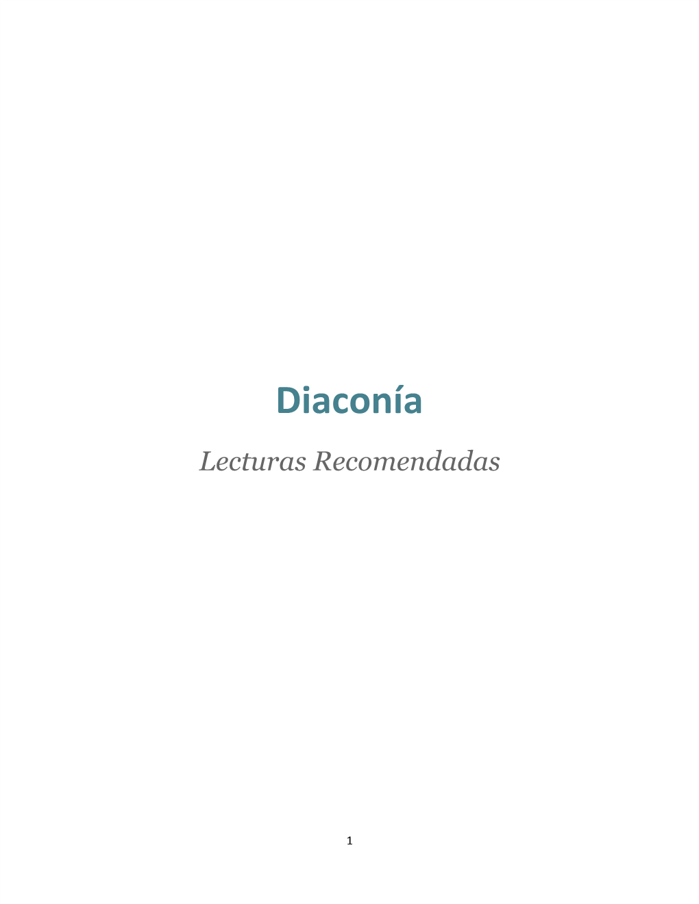 Diaconía Lecturas Recomendadas