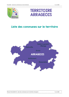 Liste Des Communes-Arrageois