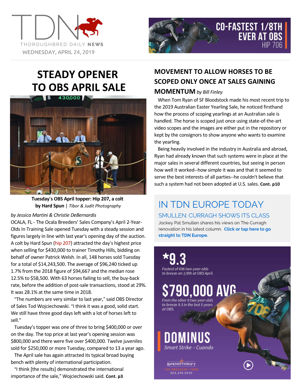 Steady Opener to Obs April Sale