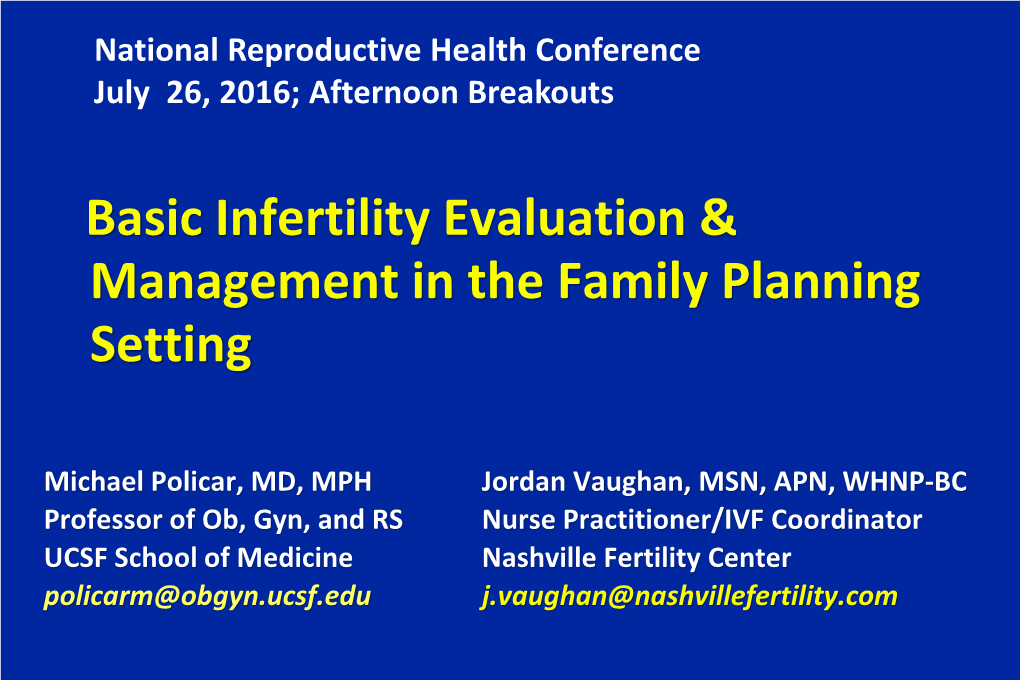 ASRM, Fertility and Sterility 2015; 103 (6):E44-50 Causes of Infertility in Couples
