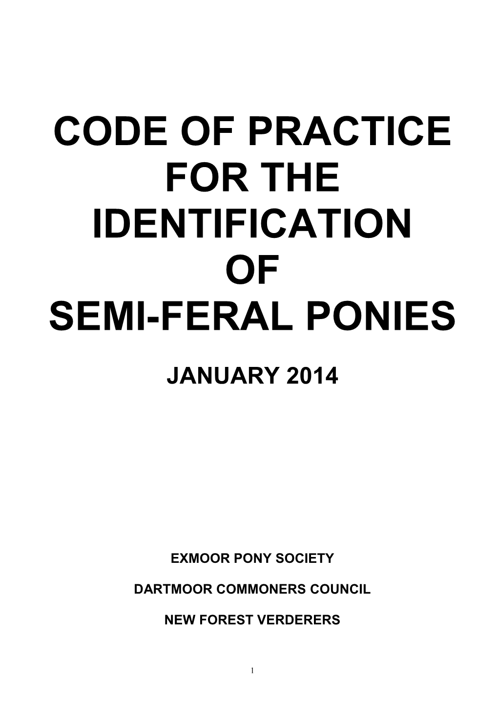 Code of Practice for the Identification of Semi-Feral Ponies