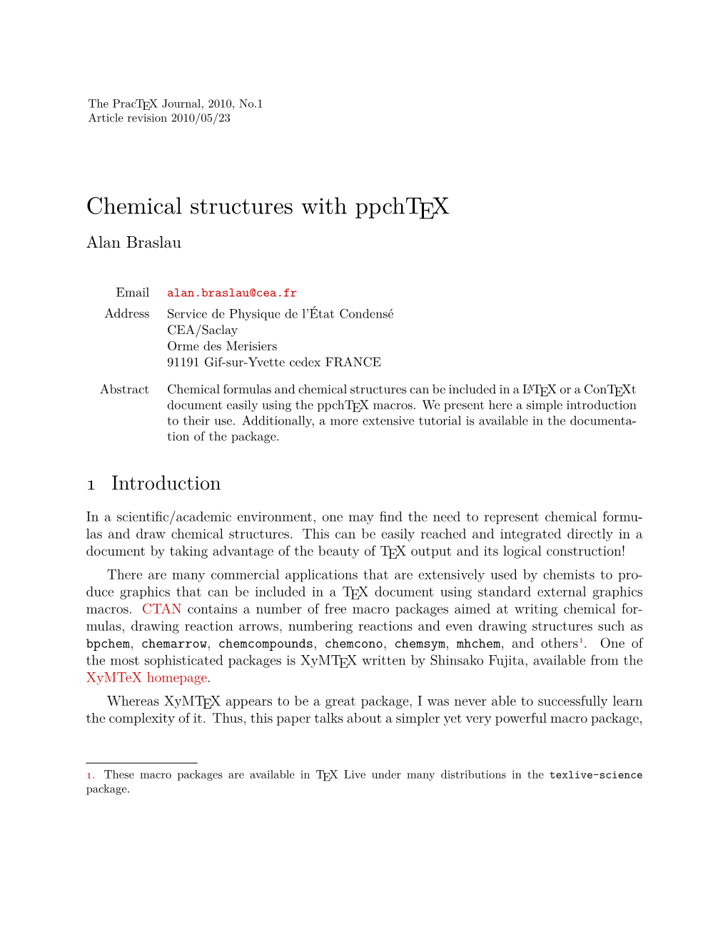 Chemical Structures with Ppchtex Alan Braslau