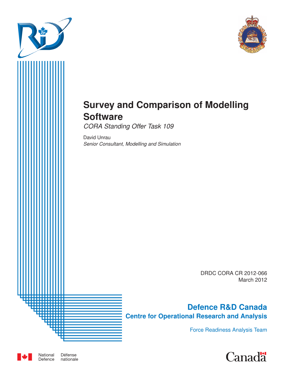 Survey and Comparison of Modelling Software CORA Standing Offer Task 109