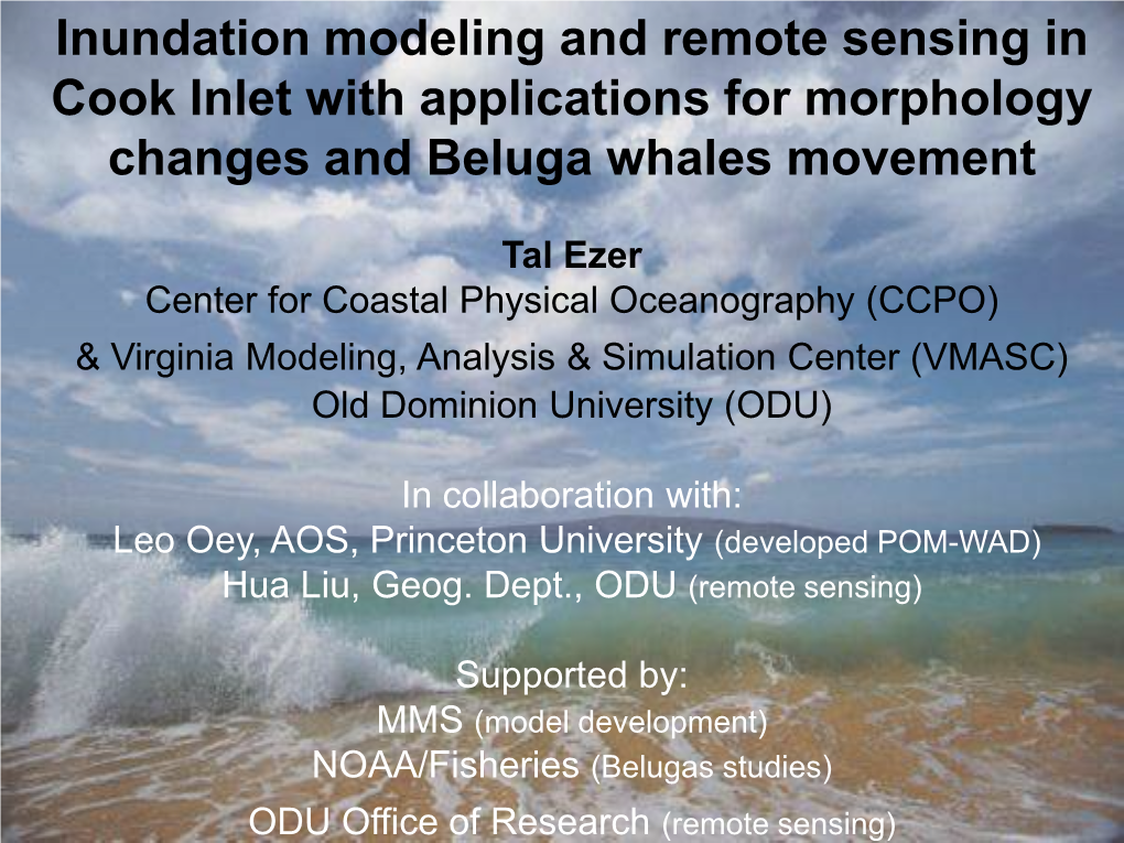 Inundation Modeling and Remote Sensing in Cook Inlet with Applications for Morphology Changes and Beluga Whales Movement