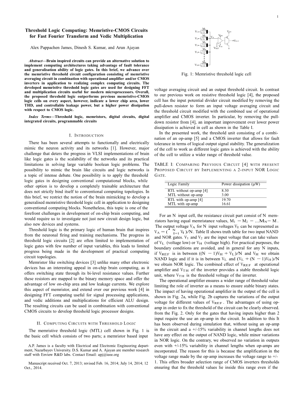 Threshold Logic Computing: Memristive-CMOS Circuits for Fast Fourier Transform and Vedic Multiplication