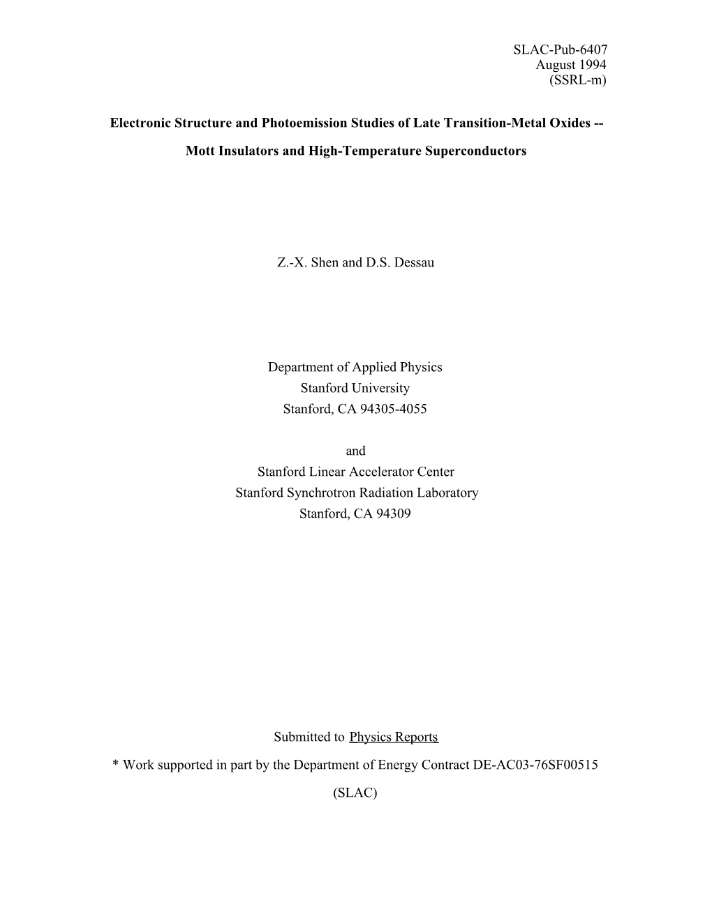 SLAC-Pub-6407 August 1994 (SSRL-M)