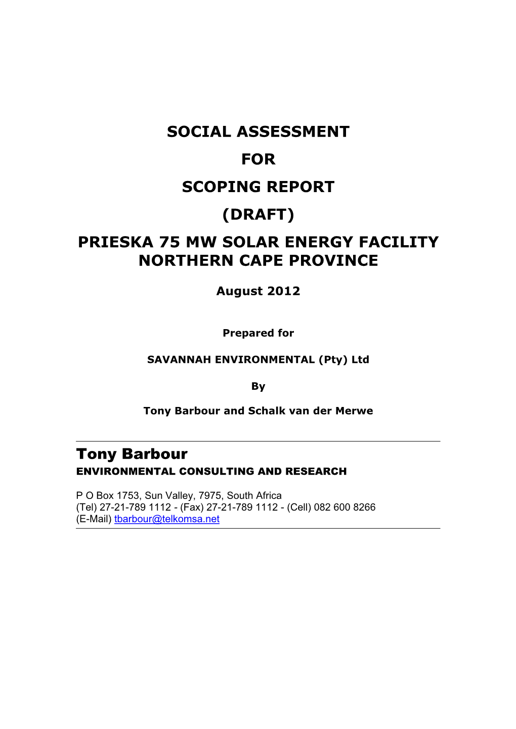 Prieska 75 Mw Solar Energy Facility Northern Cape Province