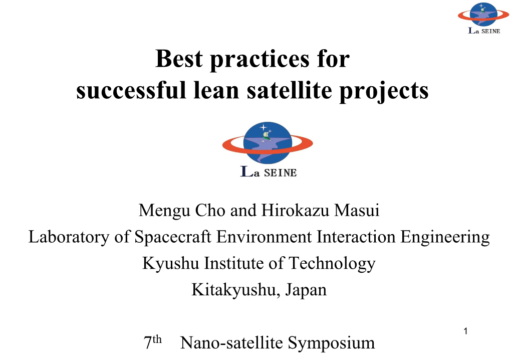 Best Practices for Successful Lean Satellite Projects