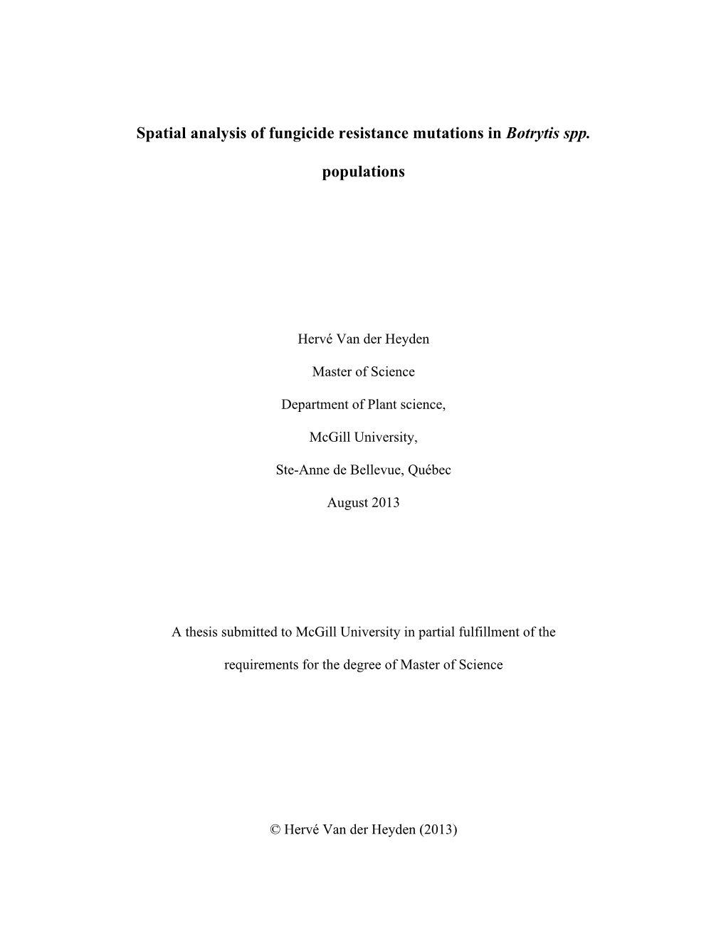 Spatial Analysis of Fungicide Resistance Mutations in Botrytis Spp