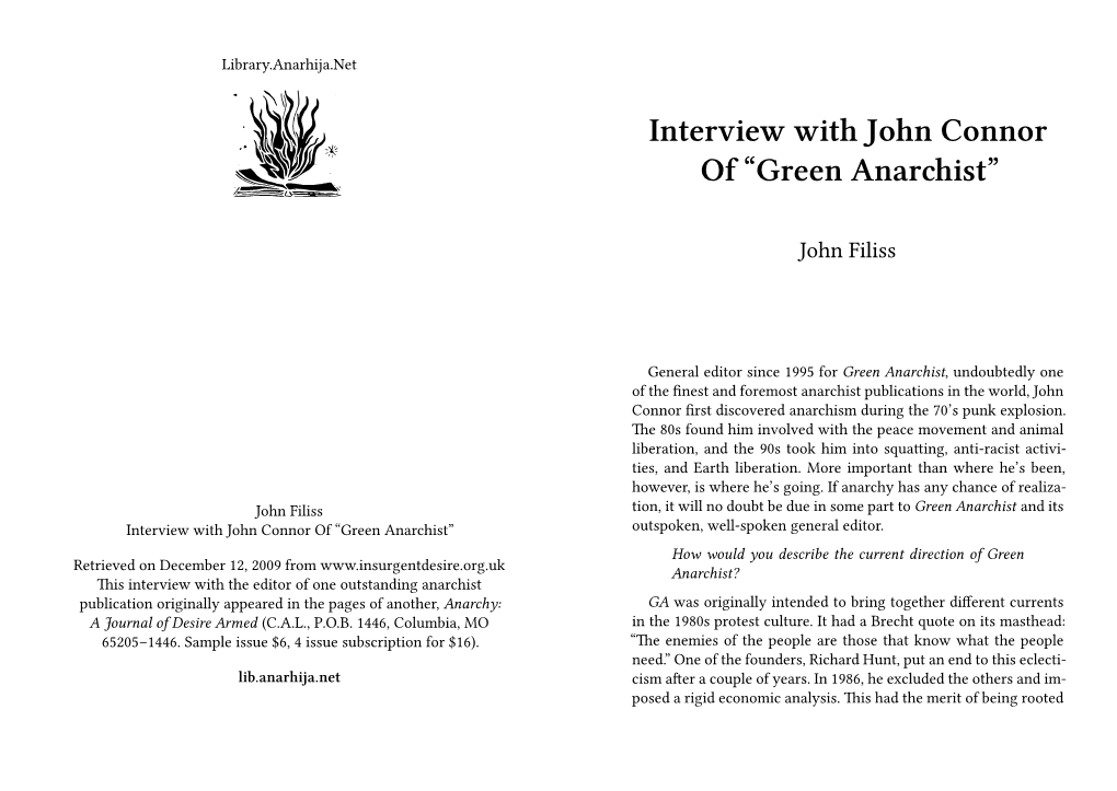 Interview with John Connor of “Green Anarchist”