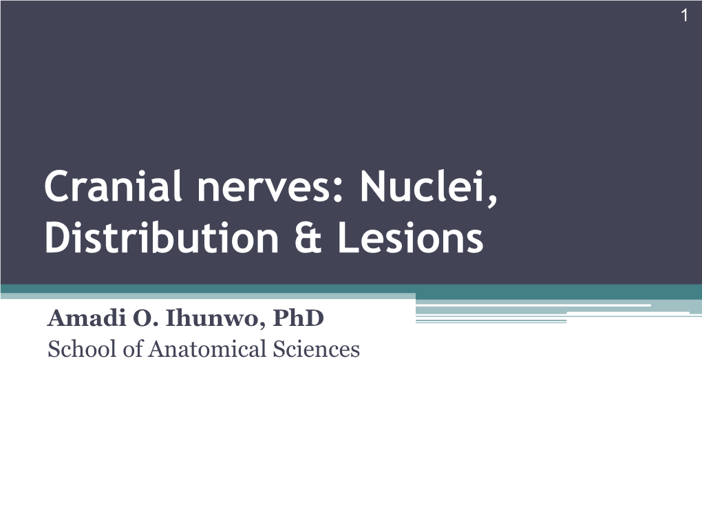 Cranial Nerves: Nuclei, Distribution & Lesions