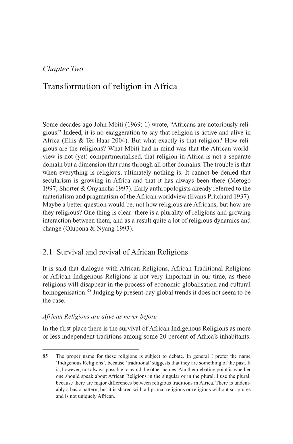 Transformation of Religion in Africa