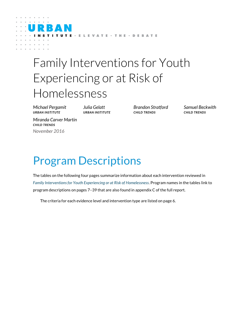 Family Interventions for Youth Experiencing Or at Risk of Homelessness