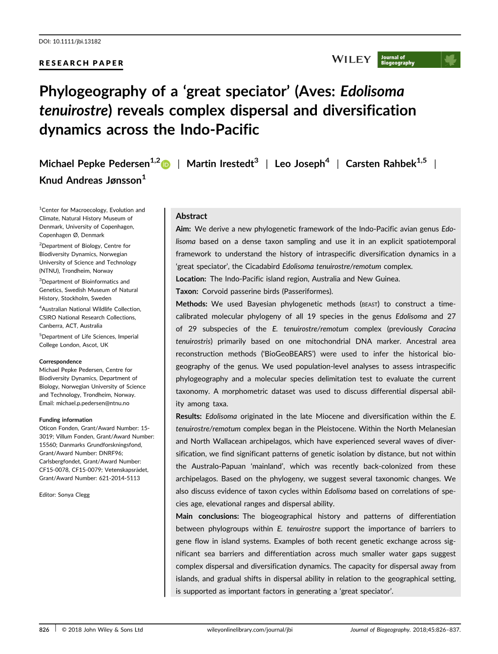 Aves: Edolisoma Tenuirostre) Reveals Complex Dispersal and Diversification Dynamics Across the Indo-Pacific