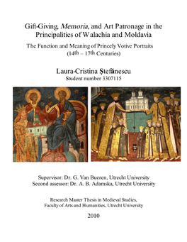 Gift-Giving, Memoria, and Art Patronage in the Principalities of Walachia and Moldavia