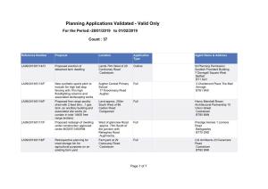 Planning Applications Validated - Valid Only for the Period:-28/01/2019 to 01/02/2019