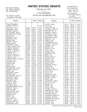 Senators Phone List.Pdf