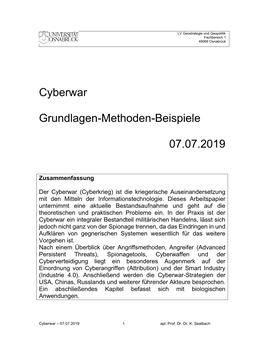 Cyberwar 07 Juli 2019